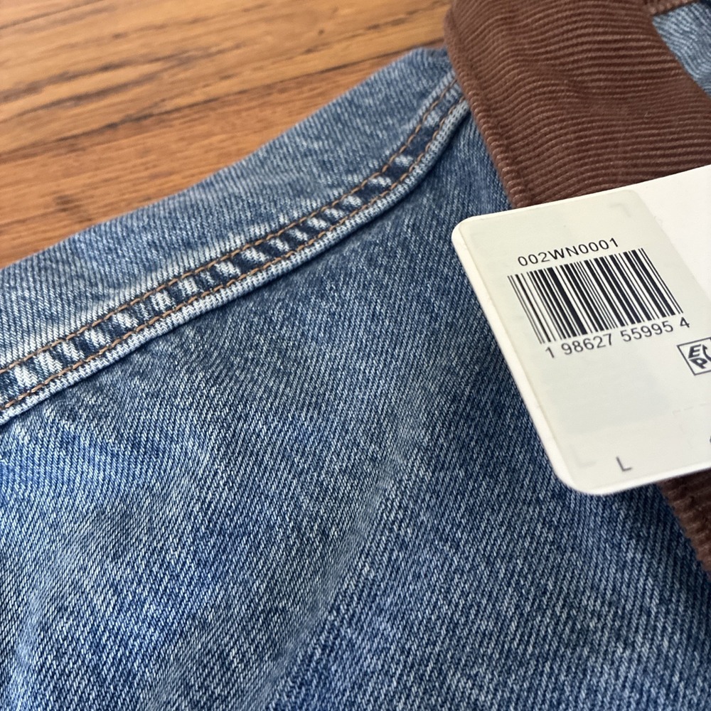 Levi's Western Shorthorn Trucker Jacket Sz L Blue Dark Wash Denim Relaxed NWT ! - Picture 3 of 16